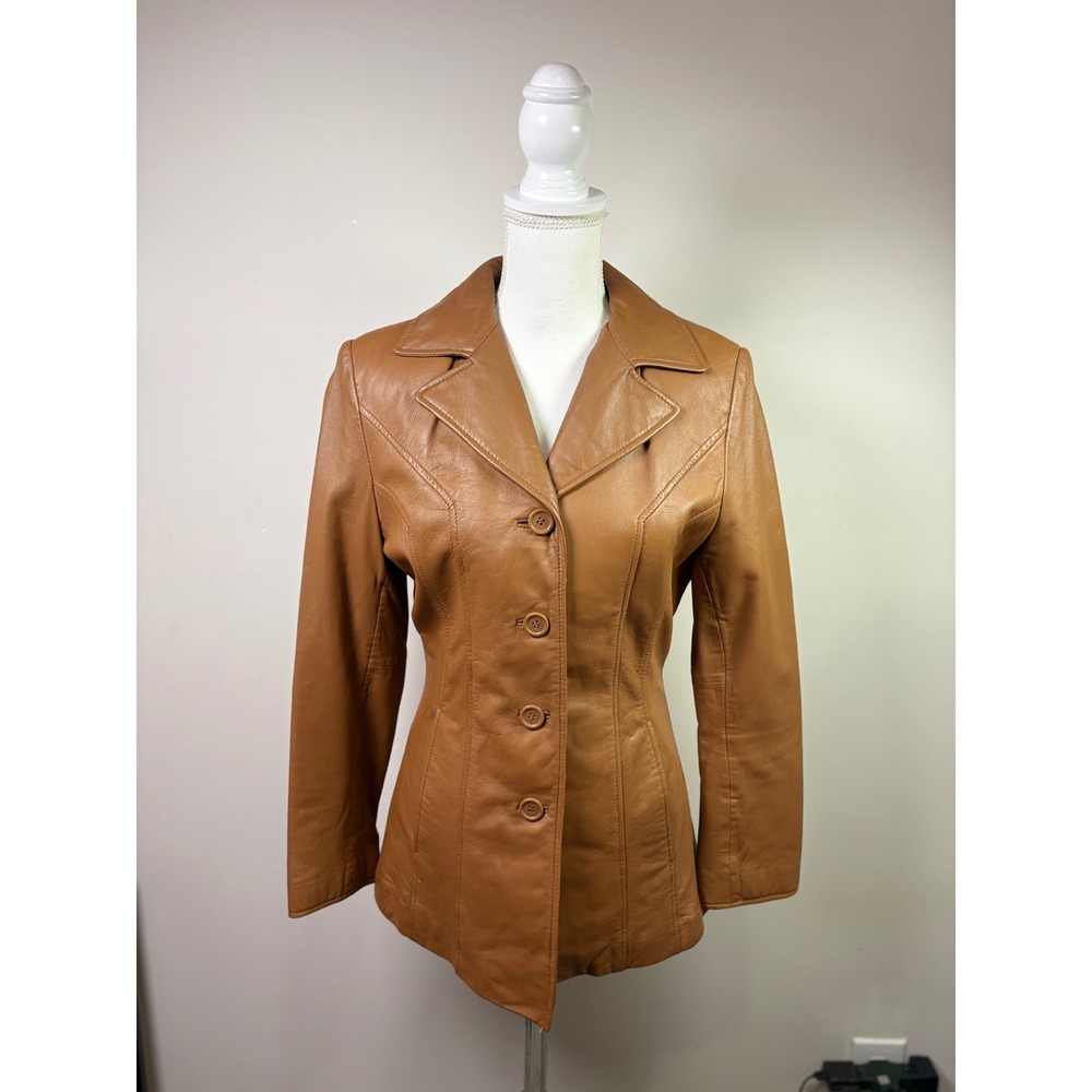 Pelle Studio Wilsons Leather Blazer Jacket Tan Brown Womens Medium RN69426